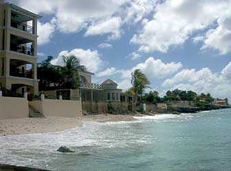 Shoreline behind condo. 