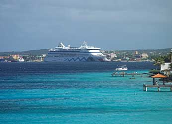 Cruise ship in harbor.