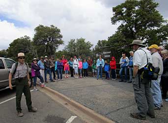 The ranger starts his talk.